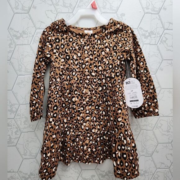 Nwt Cotton Long Sleeve Leopard Dress - Picture 2 of 8